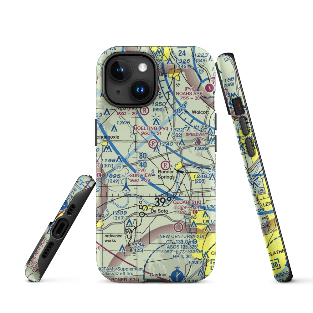 Ney Airport (23KS) VFR Sectional  Tough iPhone Case iPhone 15 model shown