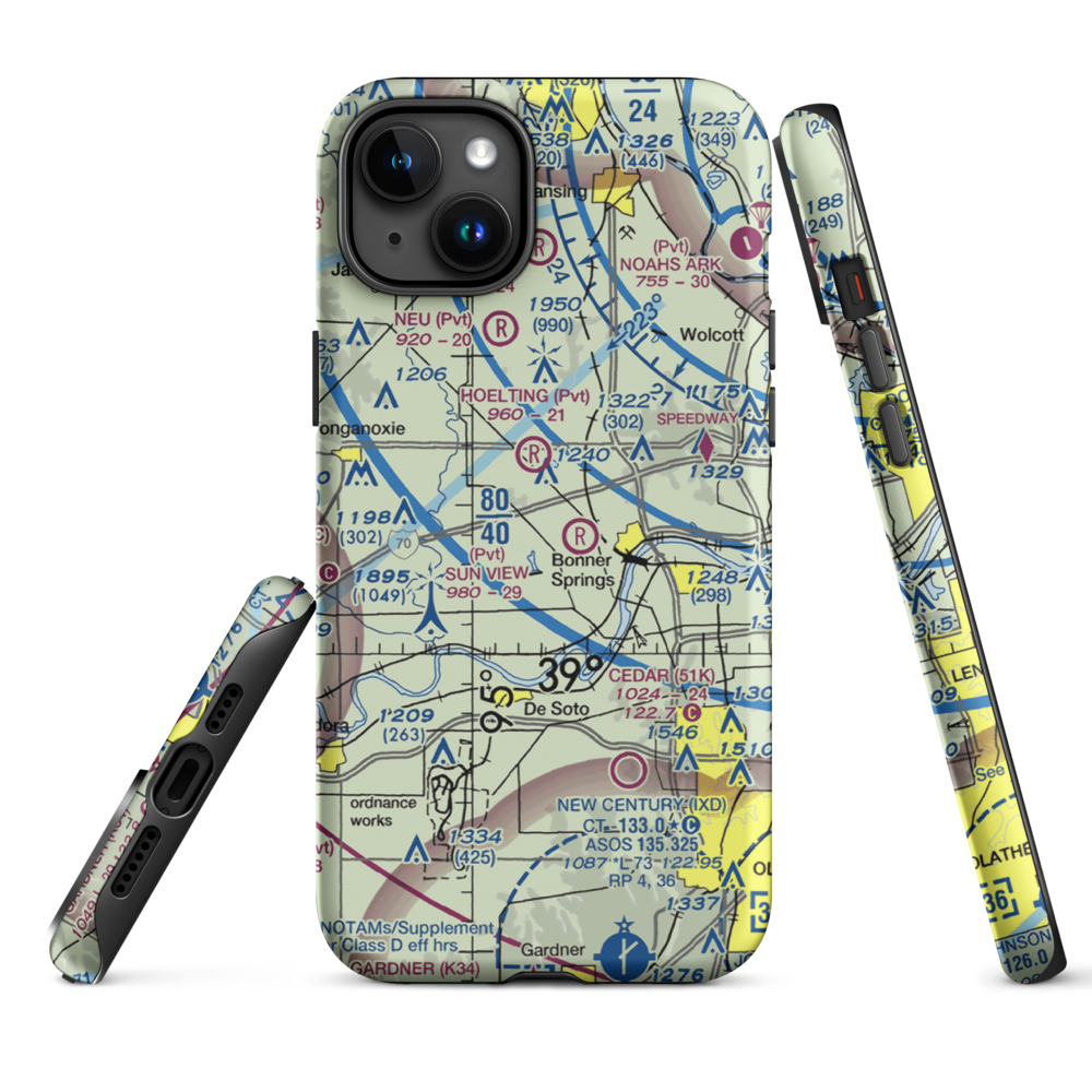 Ney Airport (23KS) VFR Sectional  Tough iPhone Case iPhone 15 Plus model shown