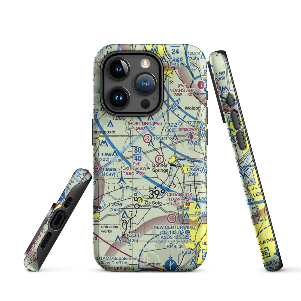 Ney Airport (23KS) VFR Sectional  Tough iPhone Case iPhone 15 Pro model shown