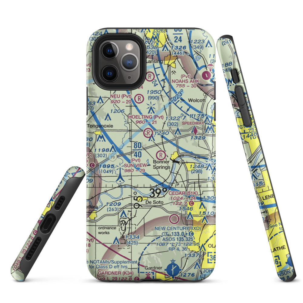 Ney Airport (23KS) VFR Sectional  Tough iPhone Case iPhone 11 Pro Max model shown