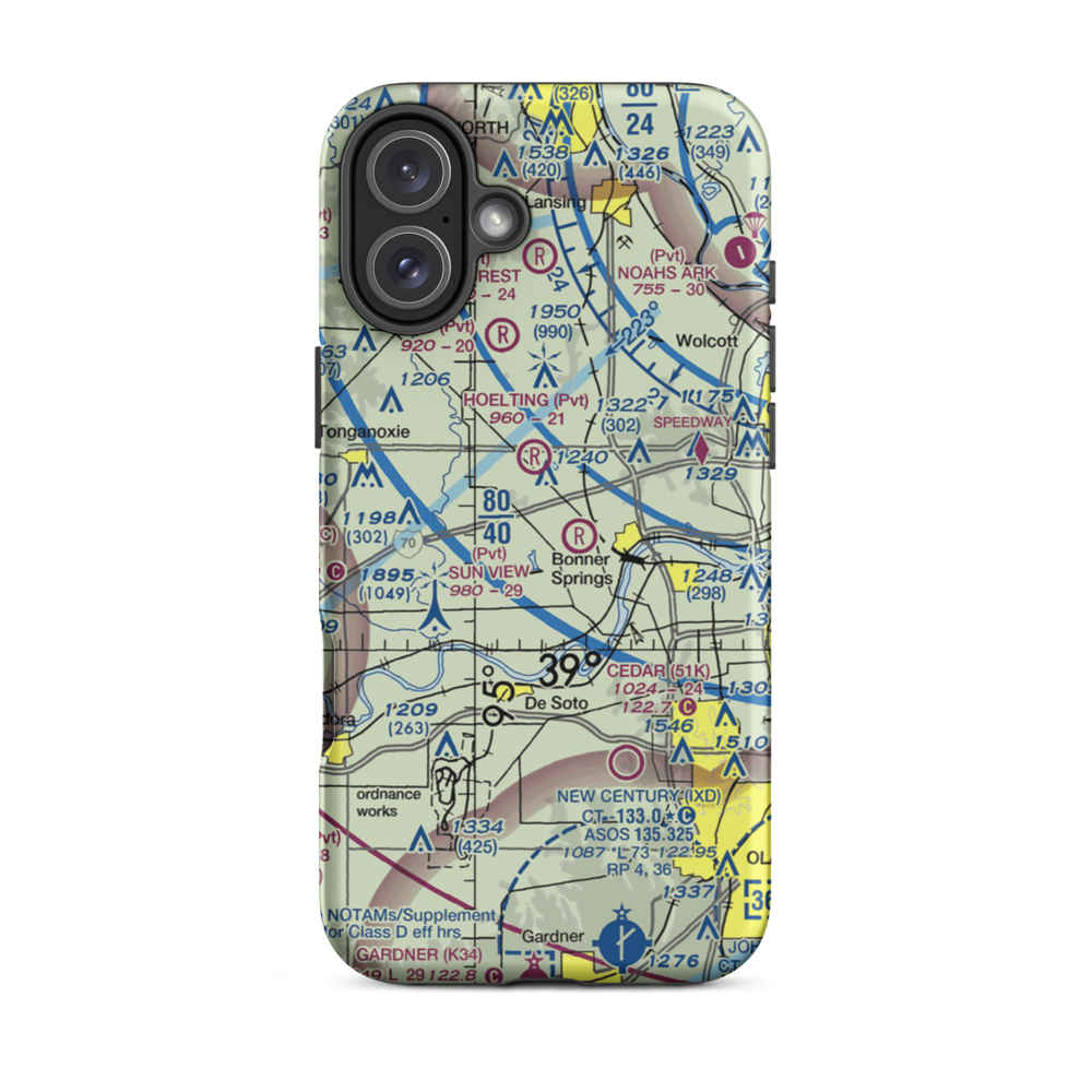 Ney Airport (23KS) VFR Sectional  Tough iPhone Case iPhone 16 Plus model shown