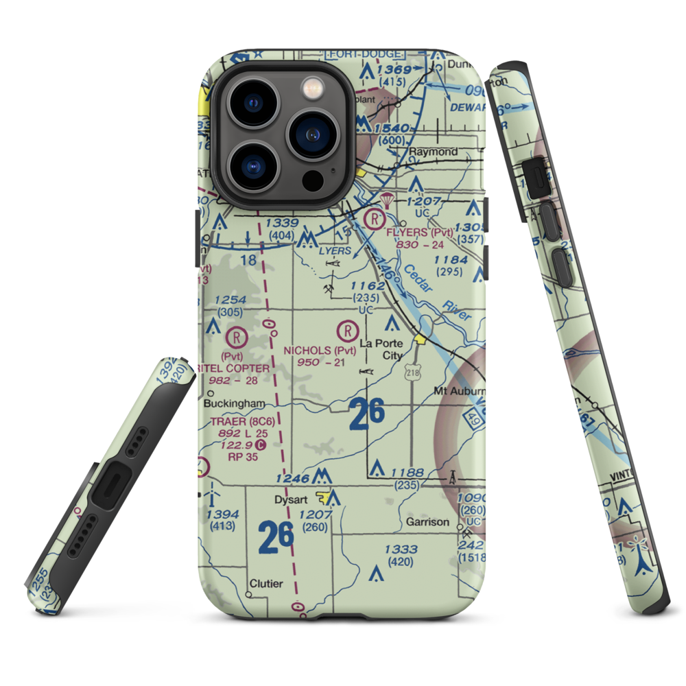 Nichols Airport (IA97) VFR Sectional  Tough iPhone Case iPhone 13 Pro Max model shown