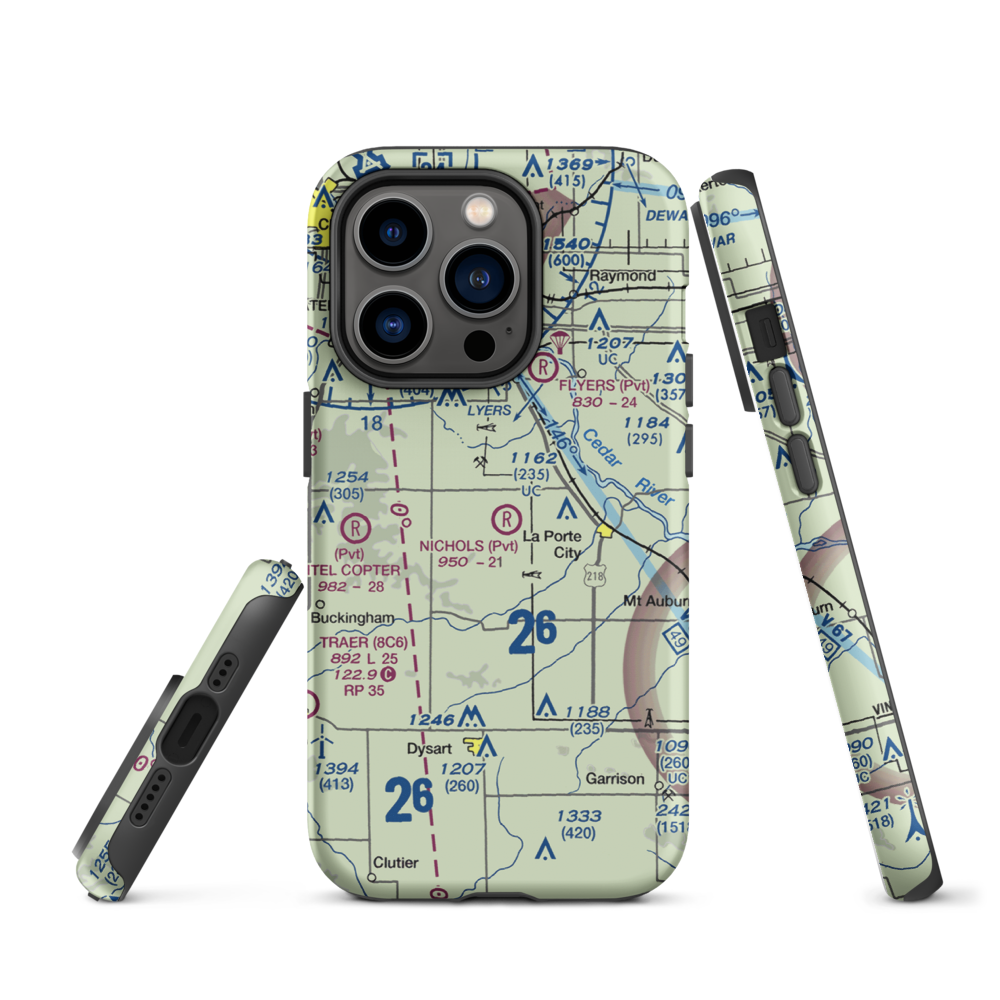 Nichols Airport (IA97) VFR Sectional  Tough iPhone Case iPhone 14 Pro model shown