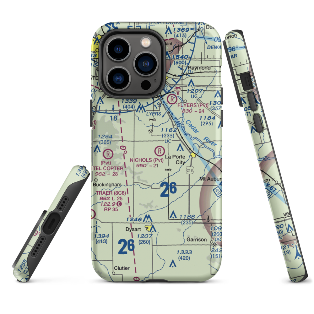 Nichols Airport (IA97) VFR Sectional  Tough iPhone Case iPhone 14 Pro Max model shown