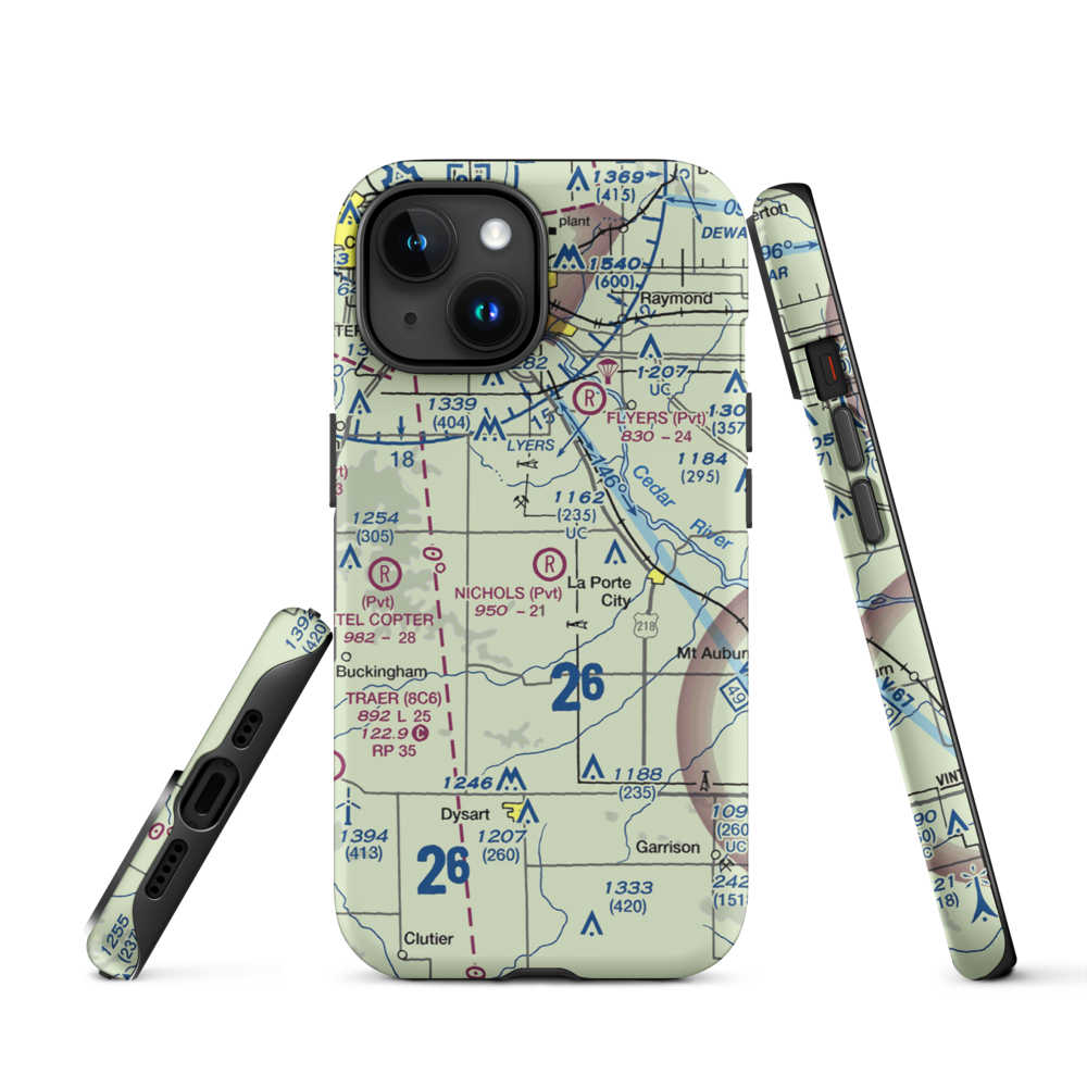 Nichols Airport (IA97) VFR Sectional  Tough iPhone Case iPhone 15 model shown