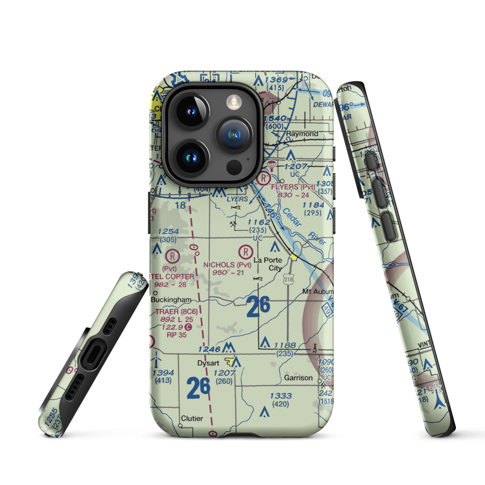 Nichols Airport (IA97) VFR Sectional  Tough iPhone Case iPhone 15 Pro model shown