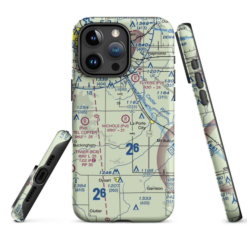 Nichols Airport (IA97) VFR Sectional  Tough iPhone Case iPhone 15 Pro Max model shown