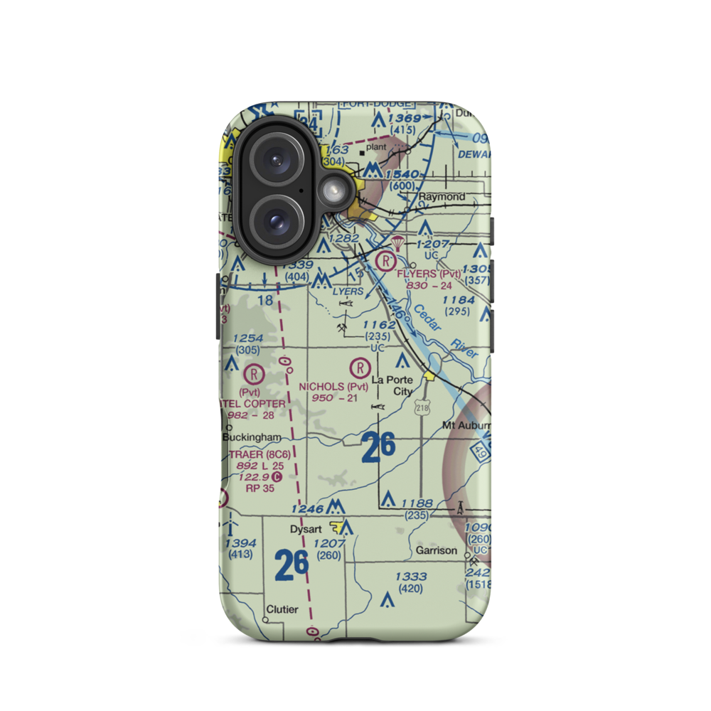 Nichols Airport (IA97) VFR Sectional  Tough iPhone Case iPhone 16 model shown