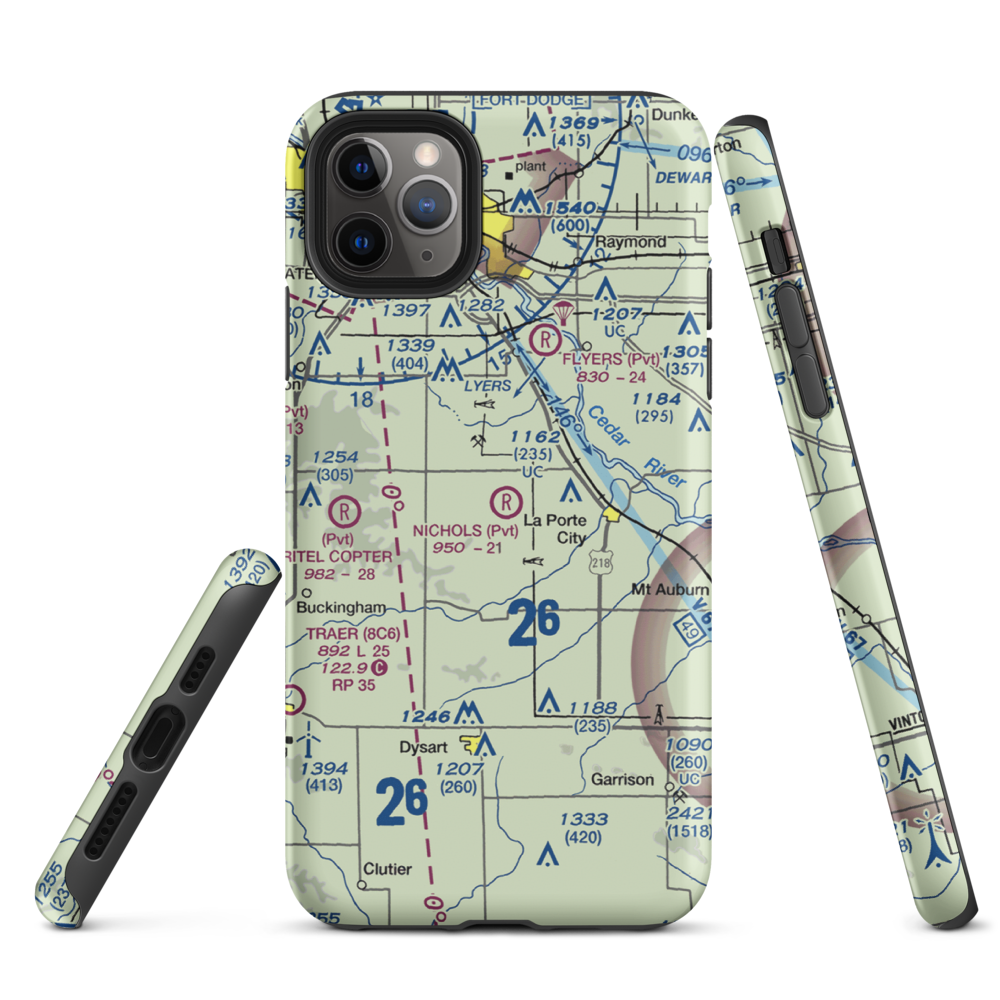 Nichols Airport (IA97) VFR Sectional  Tough iPhone Case iPhone 11 Pro Max model shown
