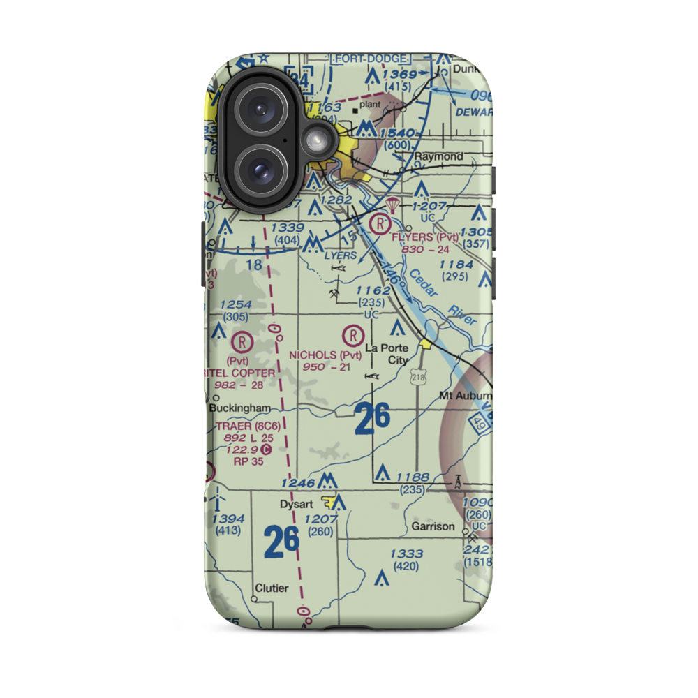 Nichols Airport (IA97) VFR Sectional  Tough iPhone Case iPhone 16 Plus model shown