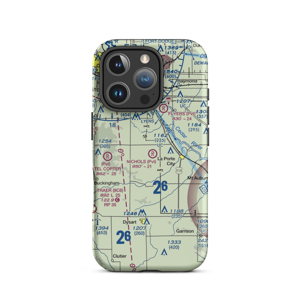 Nichols Airport (IA97) VFR Sectional  Tough iPhone Case iPhone 16 Pro model shown