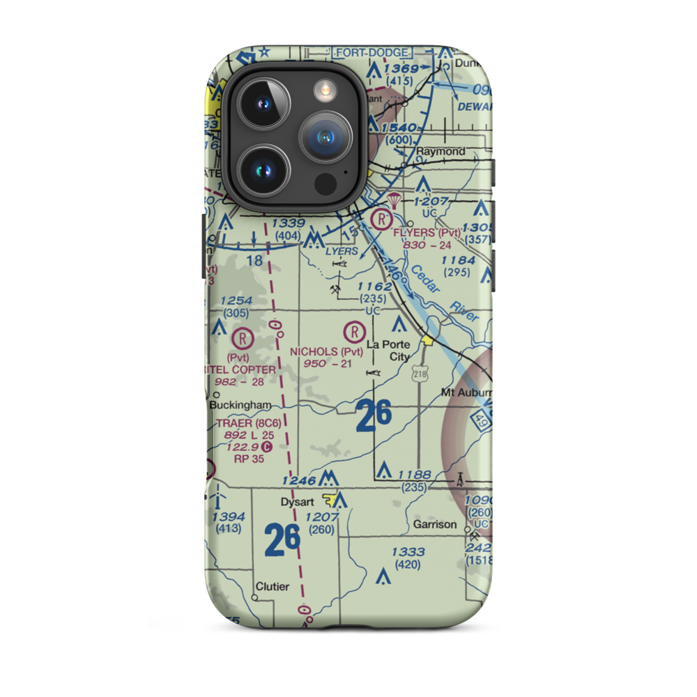 Nichols Airport (IA97) VFR Sectional  Tough iPhone Case iPhone 16 Pro Max model shown