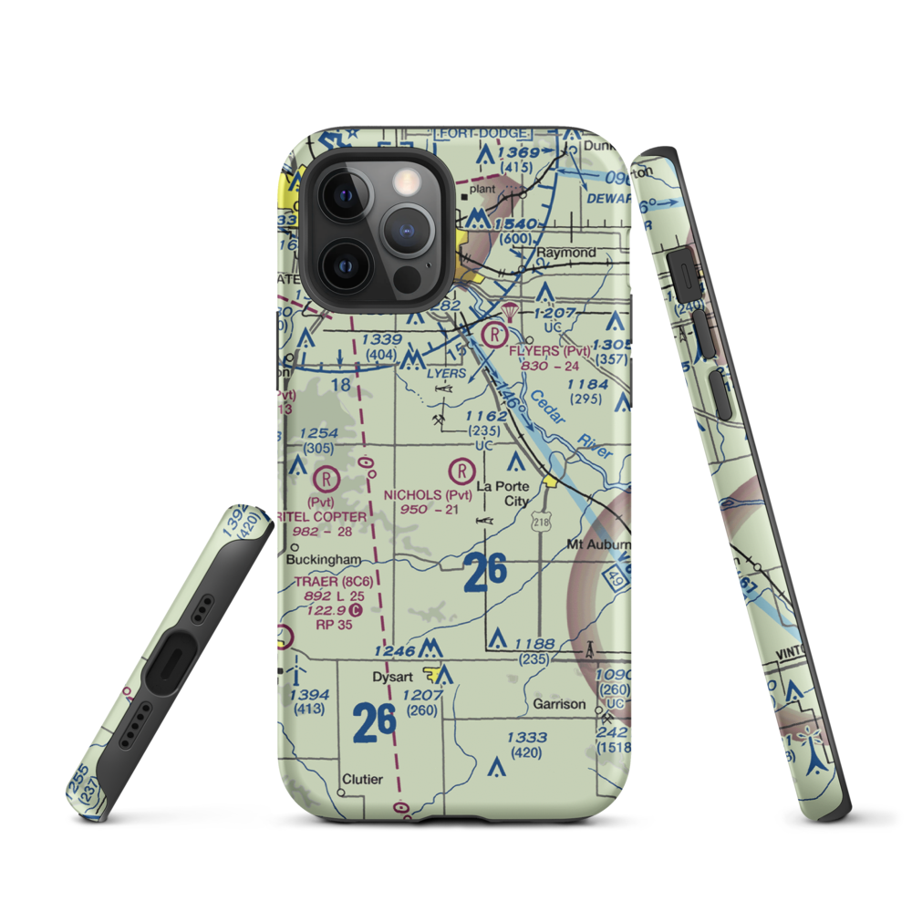 Nichols Airport (IA97) VFR Sectional  Tough iPhone Case iPhone 12 Pro model shown