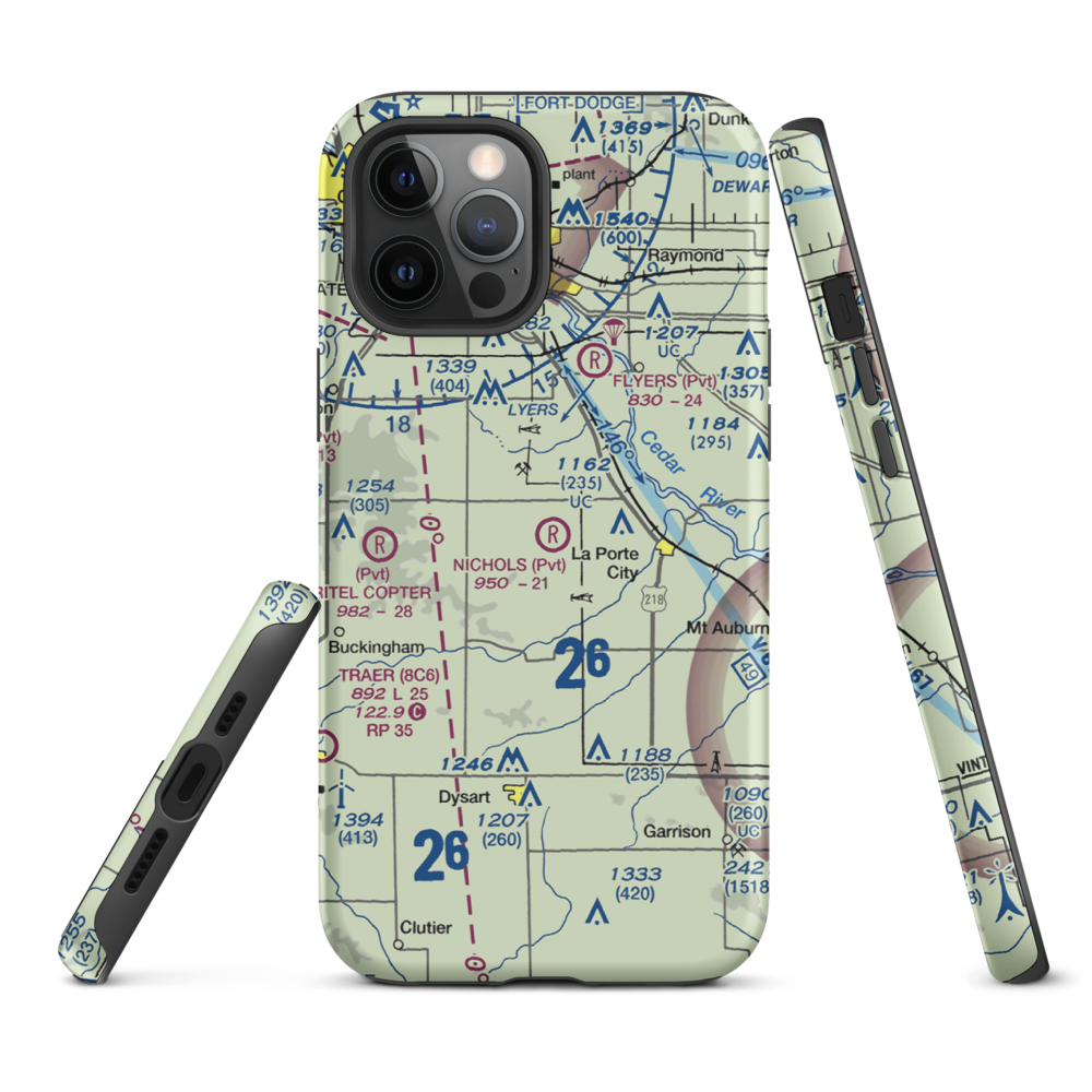 Nichols Airport (IA97) VFR Sectional  Tough iPhone Case iPhone 12 Pro Max model shown