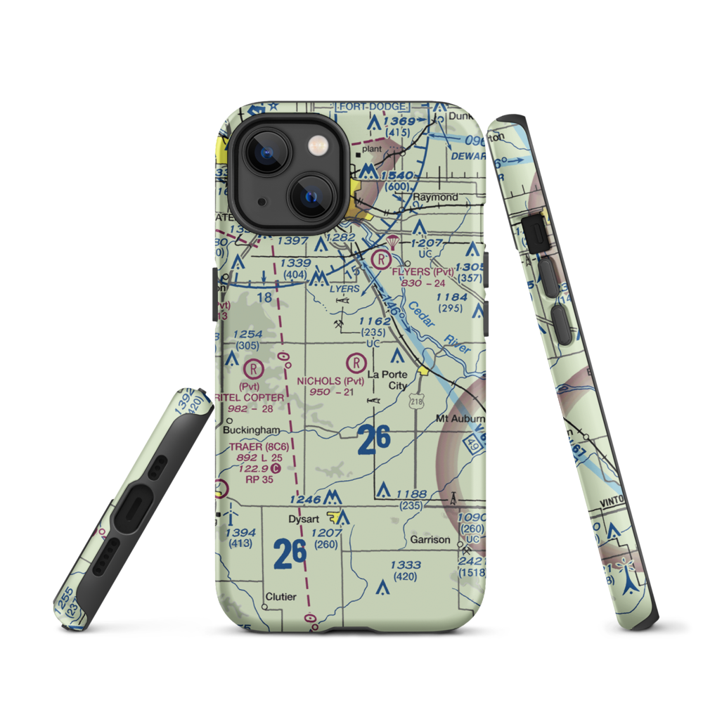 Nichols Airport (IA97) VFR Sectional  Tough iPhone Case iPhone 13 model shown