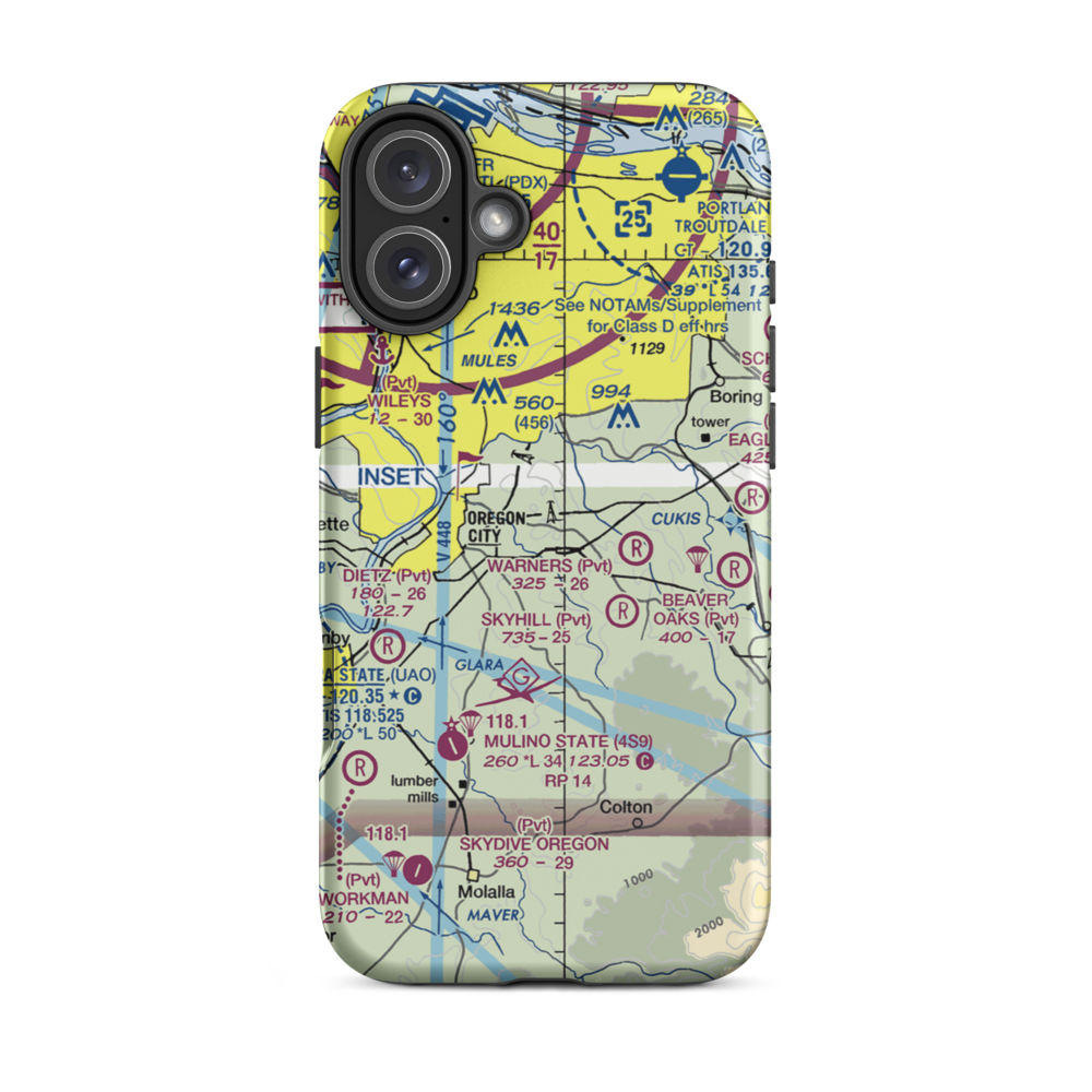 Nielsen Airport (2OR0) VFR Sectional  Tough iPhone Case iPhone 16 Plus model shown