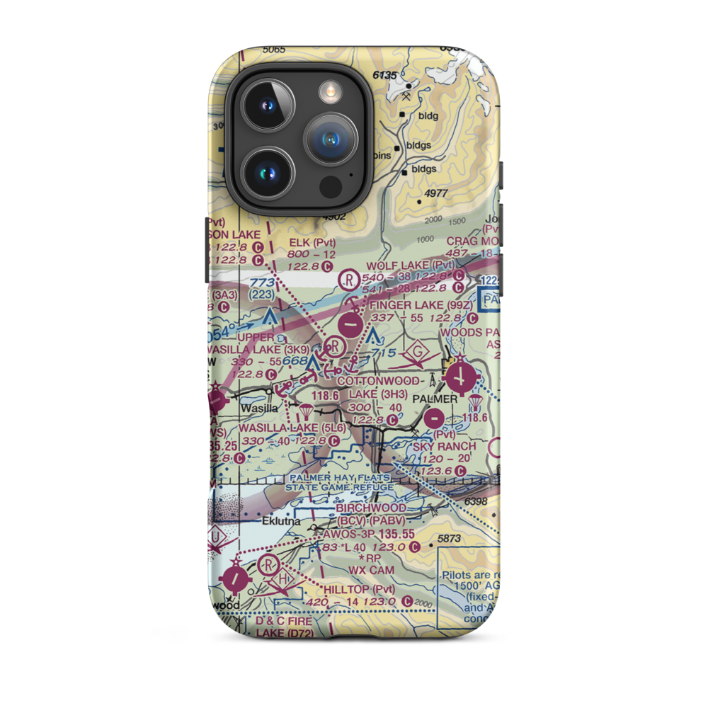 Niklason Lake Estates Airport (3AK2) VFR Sectional  Tough iPhone Case iPhone 16 Pro Max model shown