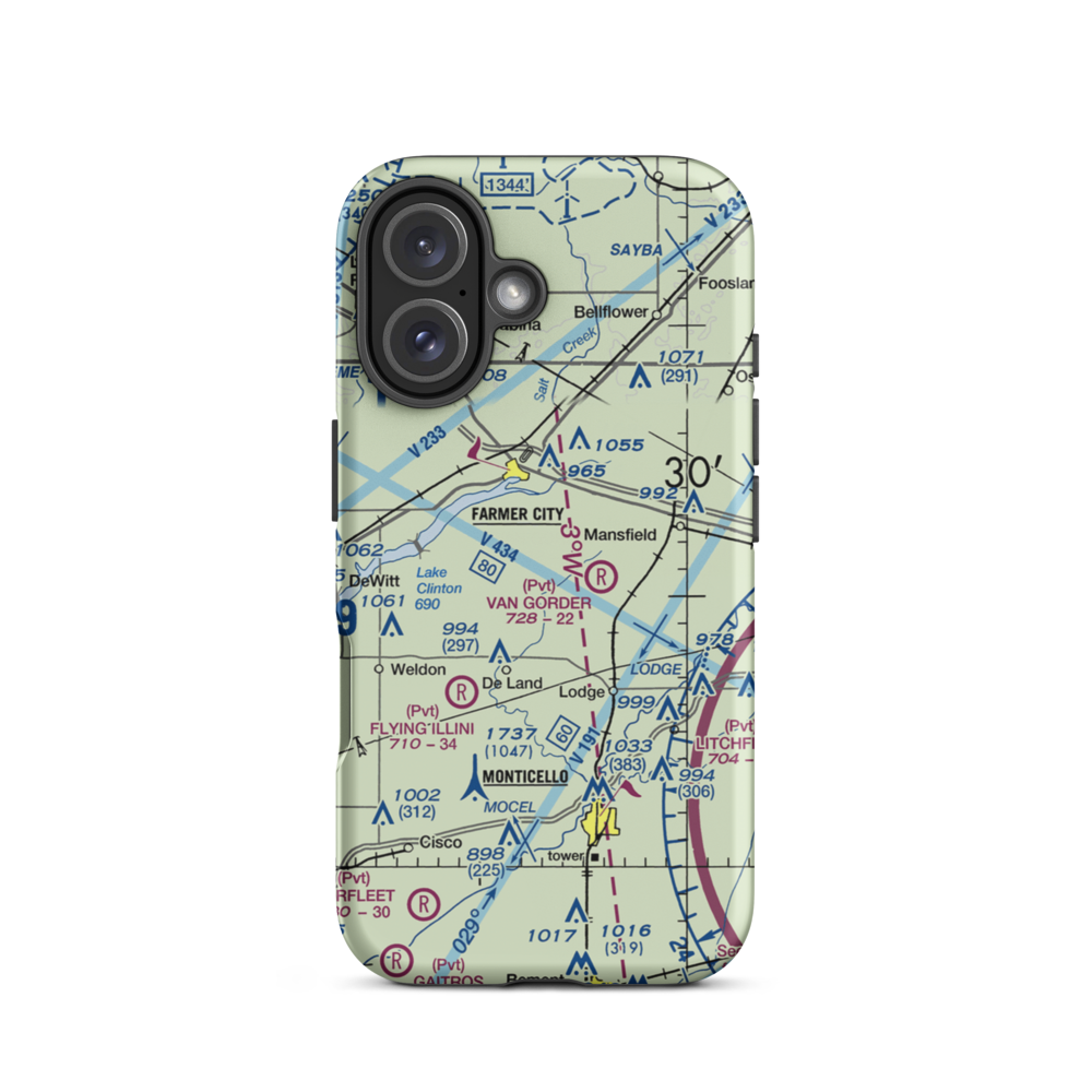 Niklaus RLA Restricted Landing Area (IS26) VFR Sectional  Tough iPhone Case iPhone 16 model shown