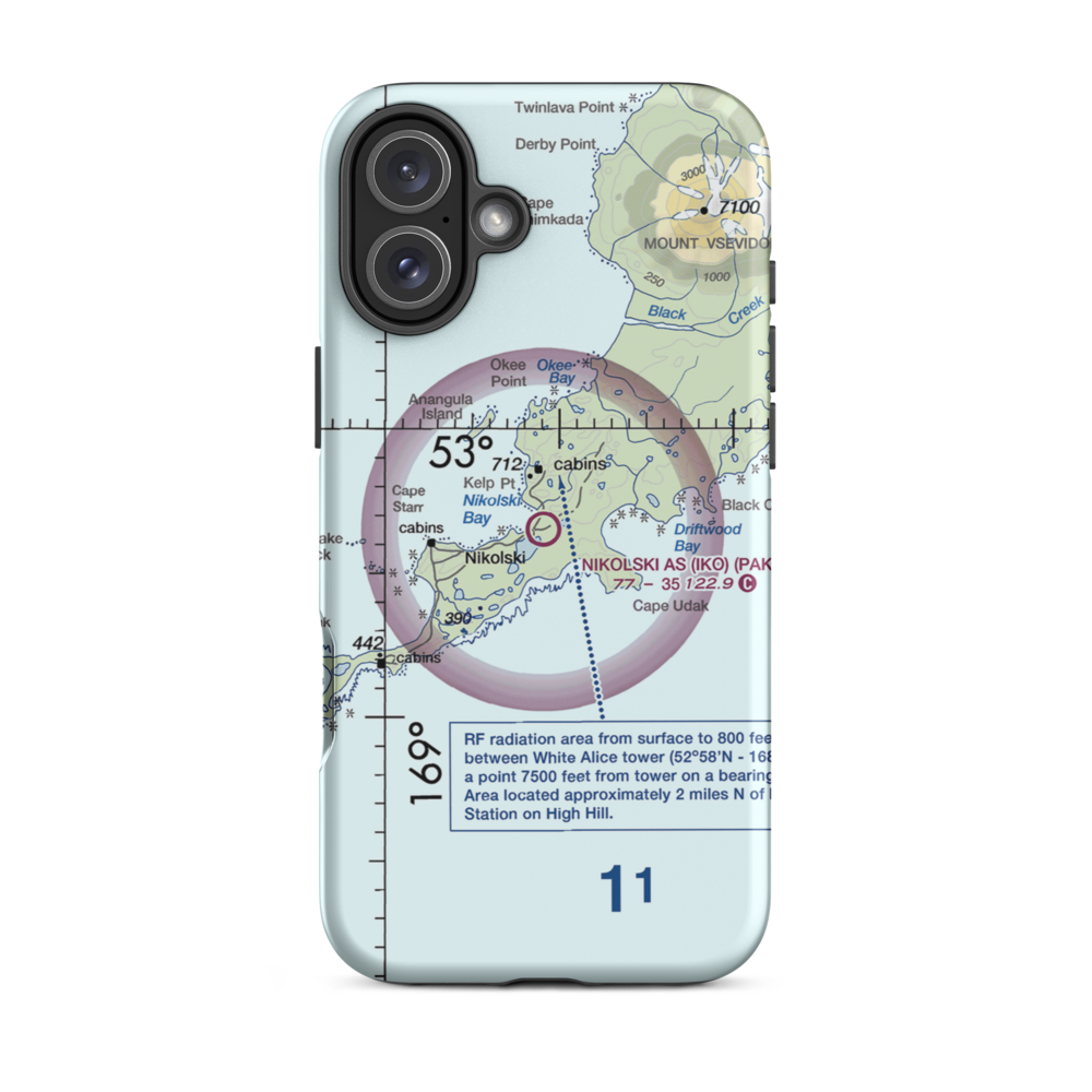 Nikolski Air Station (IKO) VFR Sectional  Tough iPhone Case iPhone 16 Plus model shown