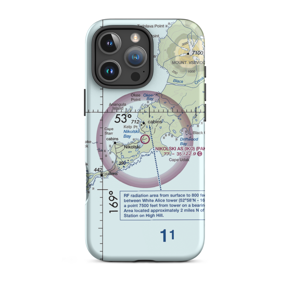Nikolski Air Station (IKO) VFR Sectional  Tough iPhone Case iPhone 16 Pro Max model shown