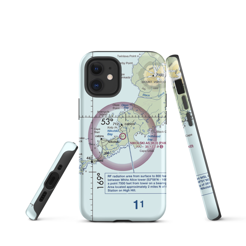 Nikolski Air Station (IKO) VFR Sectional  Tough iPhone Case iPhone 12 mini model shown
