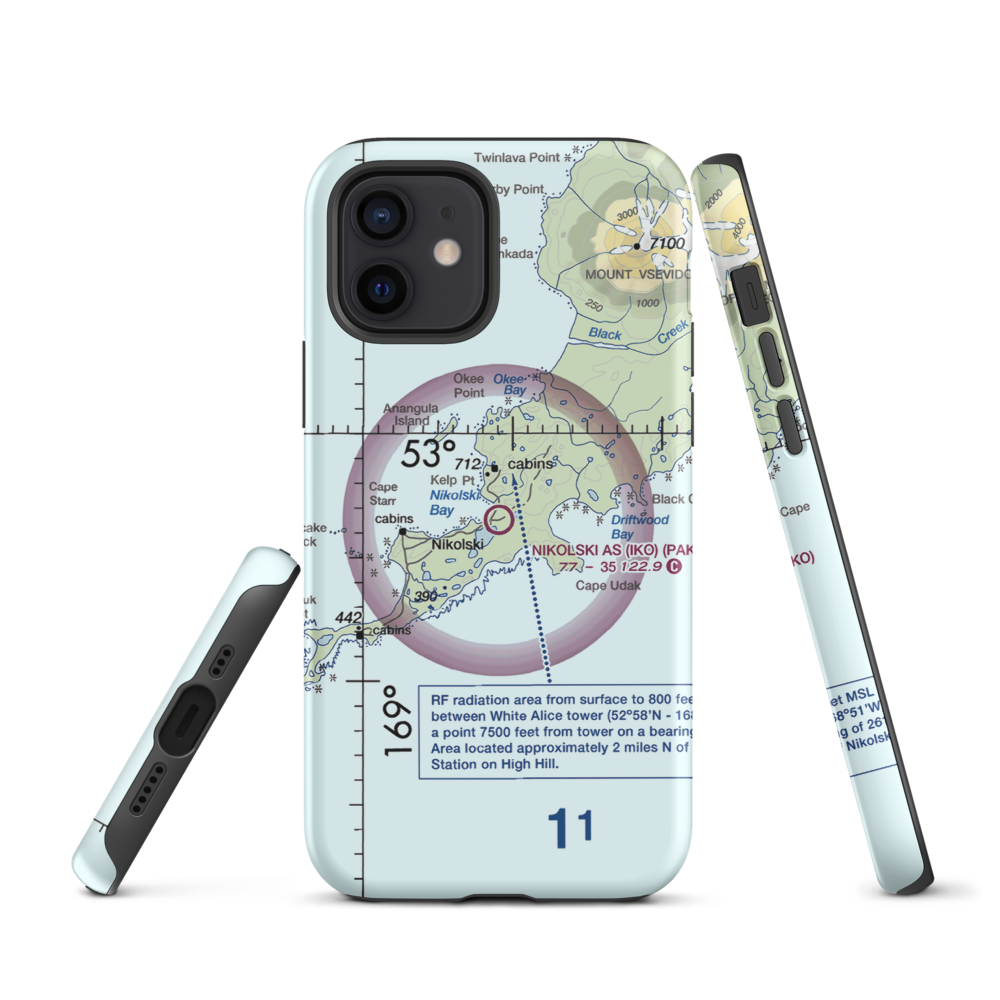 Nikolski Air Station (IKO) VFR Sectional  Tough iPhone Case iPhone 12 model shown