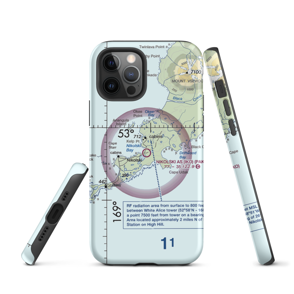 Nikolski Air Station (IKO) VFR Sectional  Tough iPhone Case iPhone 12 Pro model shown