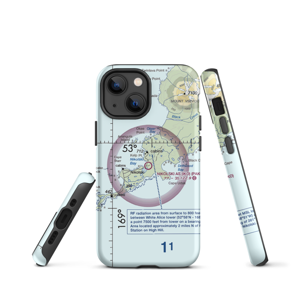 Nikolski Air Station (IKO) VFR Sectional  Tough iPhone Case iPhone 13 mini model shown
