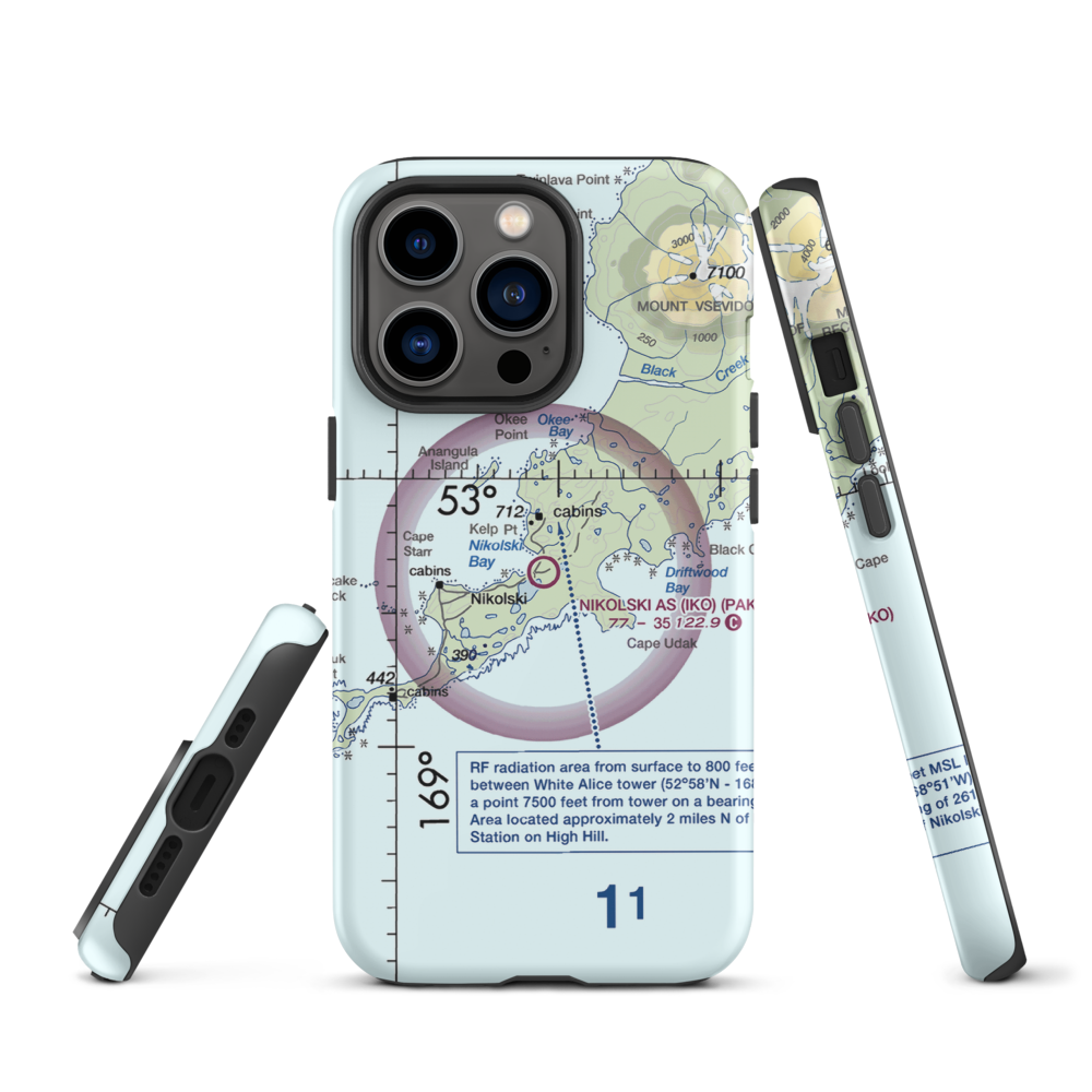 Nikolski Air Station (IKO) VFR Sectional  Tough iPhone Case iPhone 13 Pro model shown
