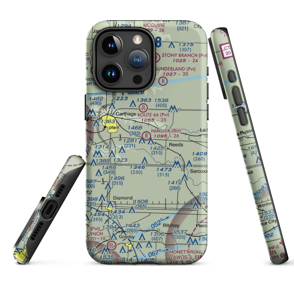 Nimsick Airport (3MO5) VFR Sectional  Tough iPhone Case iPhone 15 Pro Max model shown