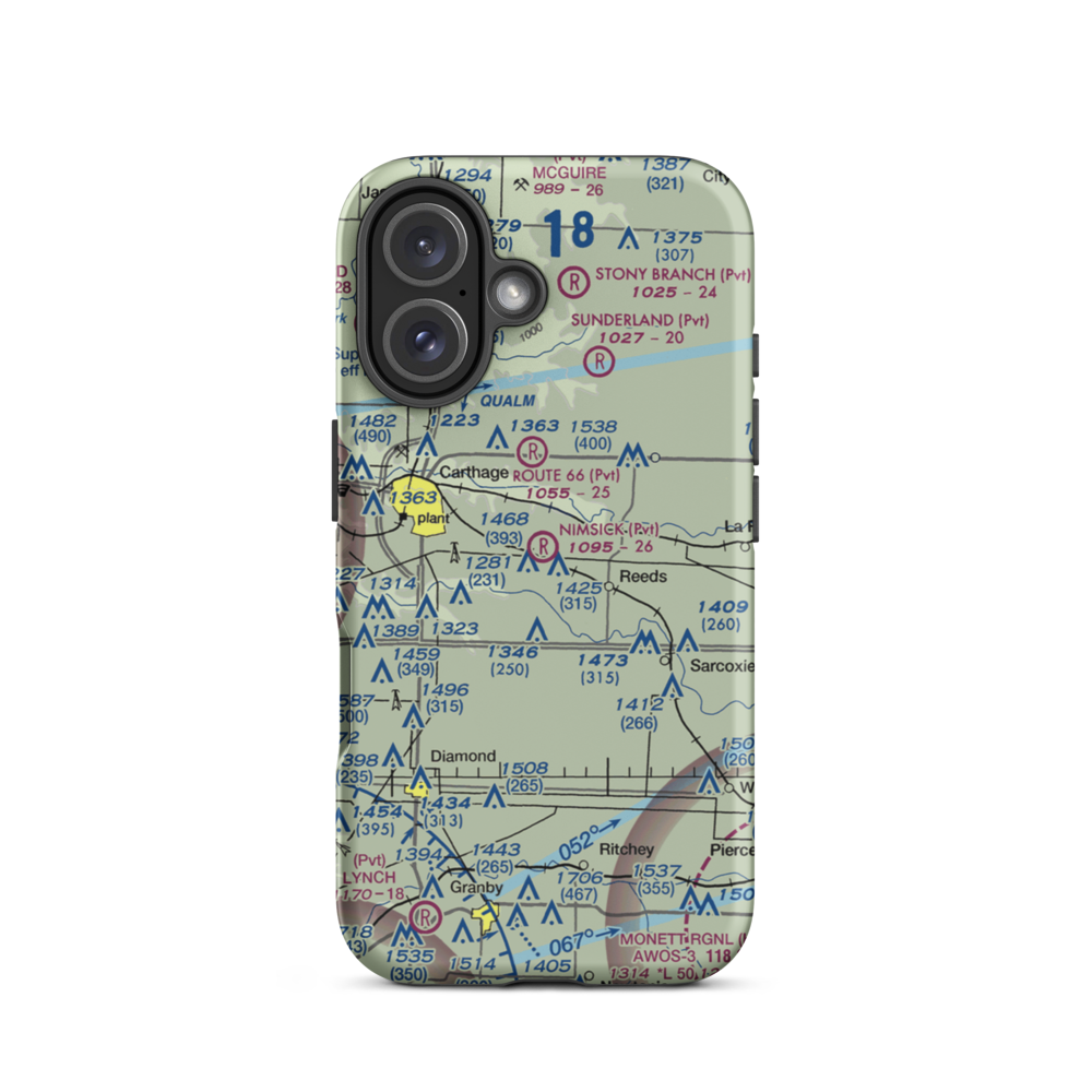 Nimsick Airport (3MO5) VFR Sectional  Tough iPhone Case iPhone 16 model shown
