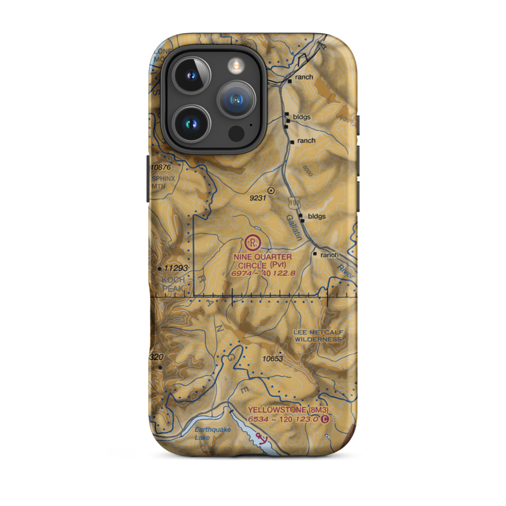 Nine Quarter Circle Ranch Airport (1MT0) VFR Sectional  Tough iPhone Case iPhone 16 Pro Max model shown