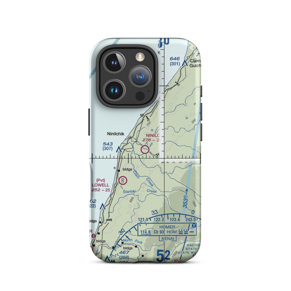Ninilchik Airport (NIN) VFR Sectional  Tough iPhone Case iPhone 16 Pro model shown