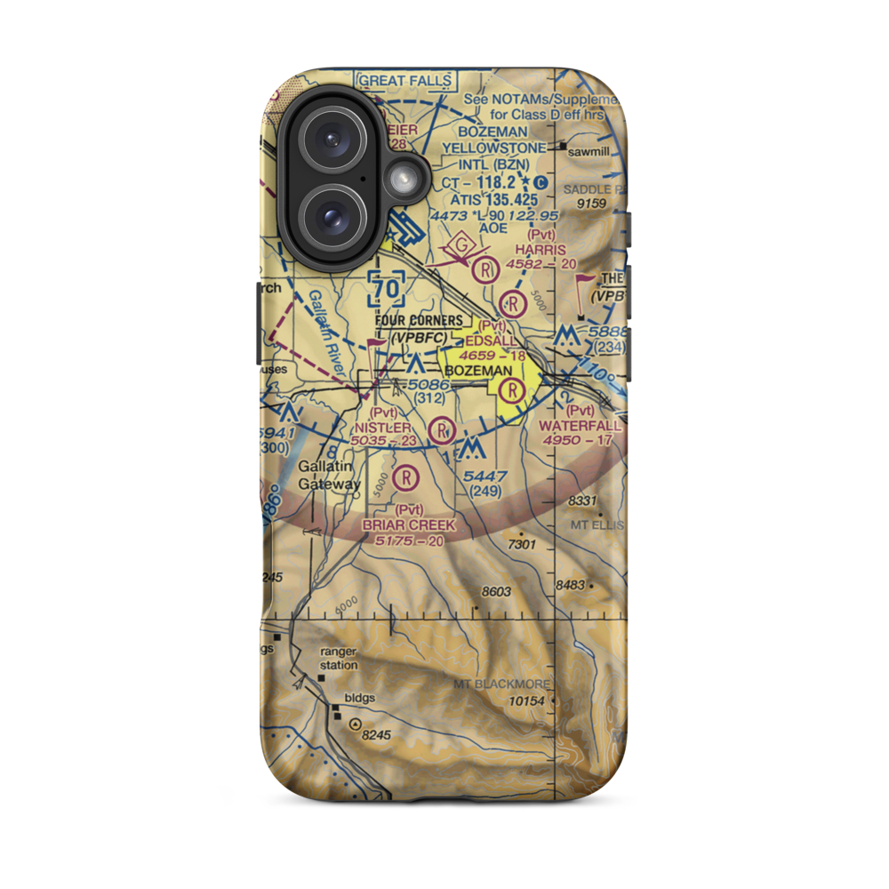 Nistler Airport (3MT6) VFR Sectional  Tough iPhone Case iPhone 16 Plus model shown