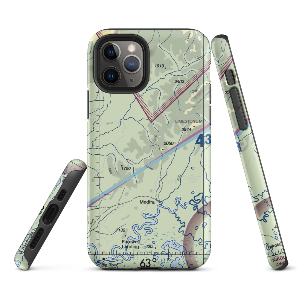 Nixon Fork Mine Airport (AK40) VFR Sectional  Tough iPhone Case iPhone 11 Pro model shown