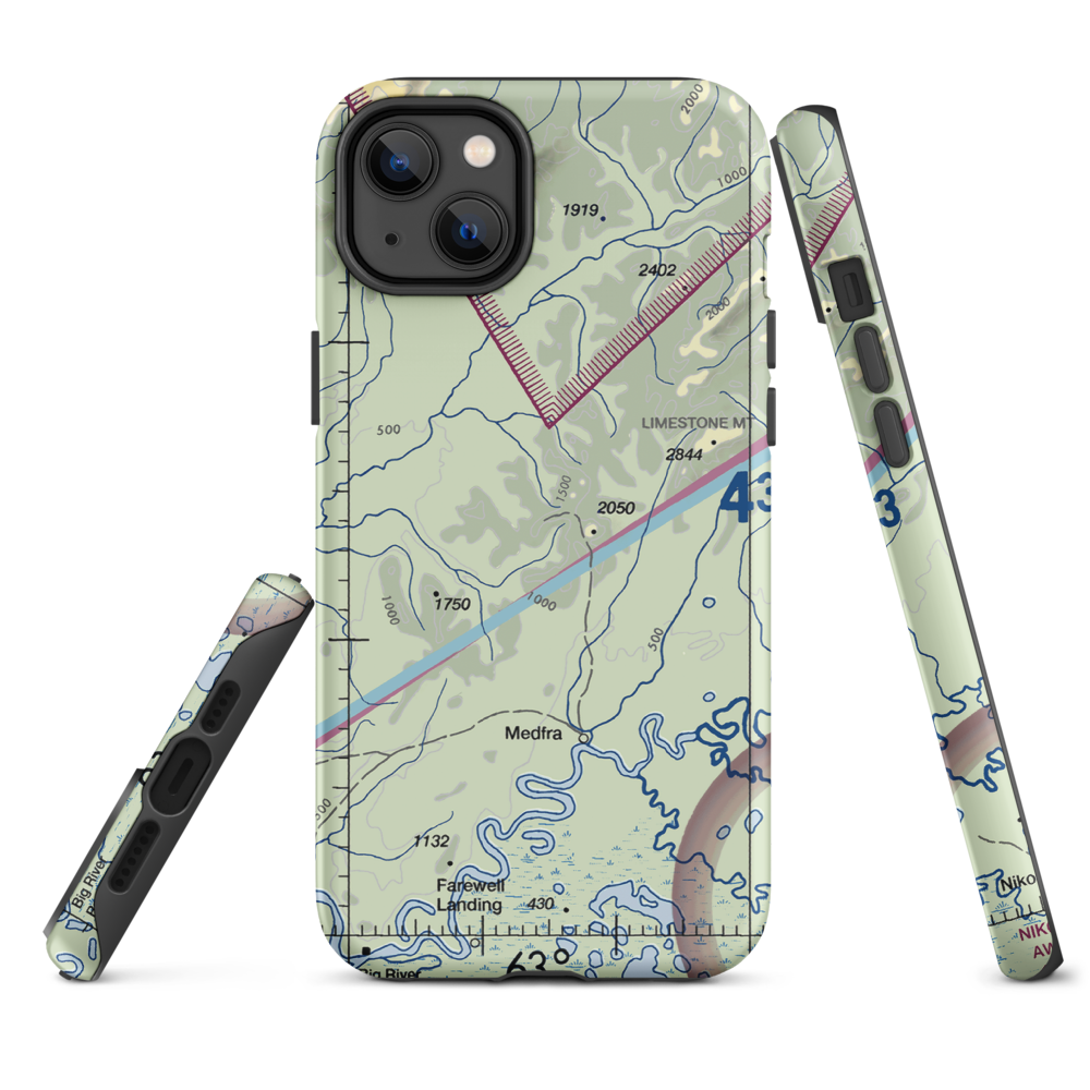 Nixon Fork Mine Airport (AK40) VFR Sectional  Tough iPhone Case iPhone 14 Plus model shown