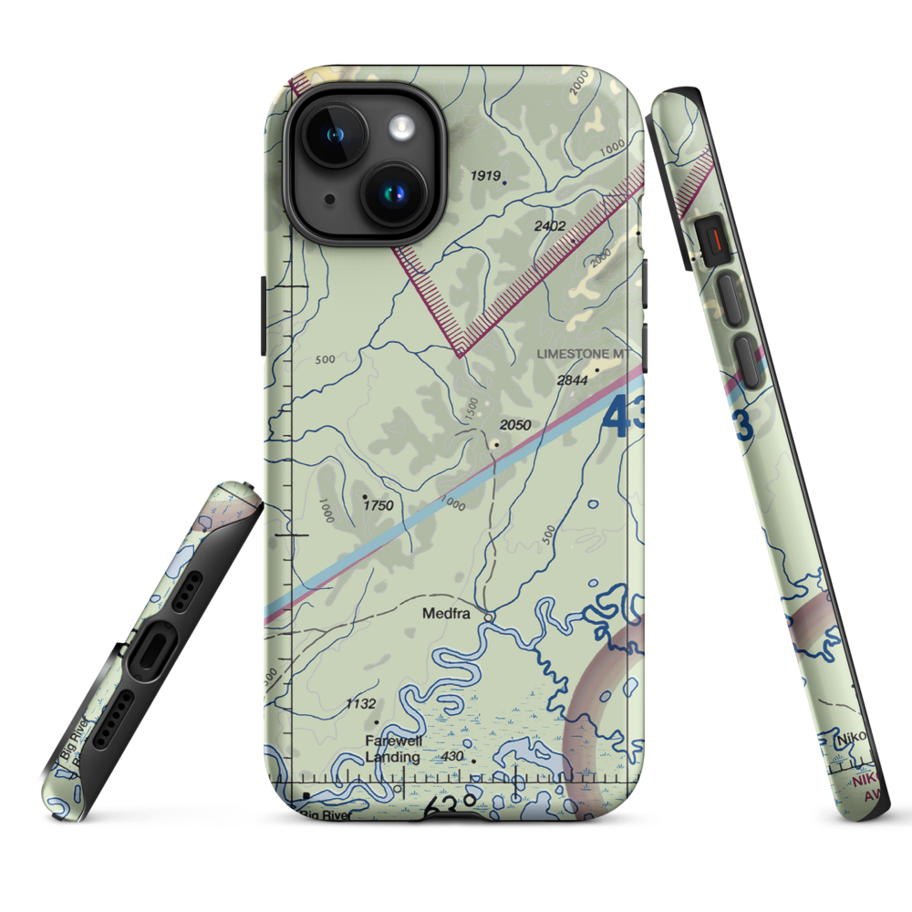 Nixon Fork Mine Airport (AK40) VFR Sectional  Tough iPhone Case iPhone 15 Plus model shown