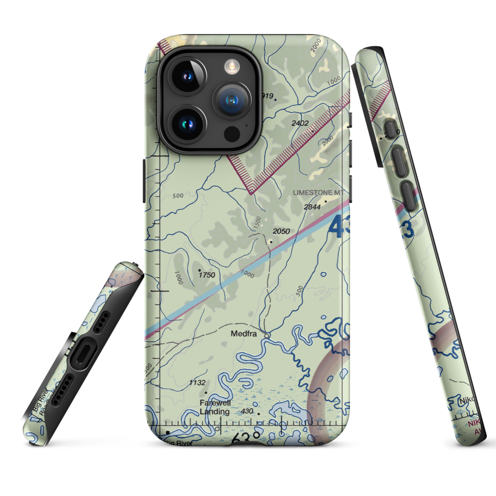 Nixon Fork Mine Airport (AK40) VFR Sectional  Tough iPhone Case iPhone 15 Pro Max model shown