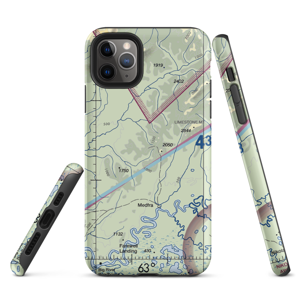 Nixon Fork Mine Airport (AK40) VFR Sectional  Tough iPhone Case iPhone 11 Pro Max model shown