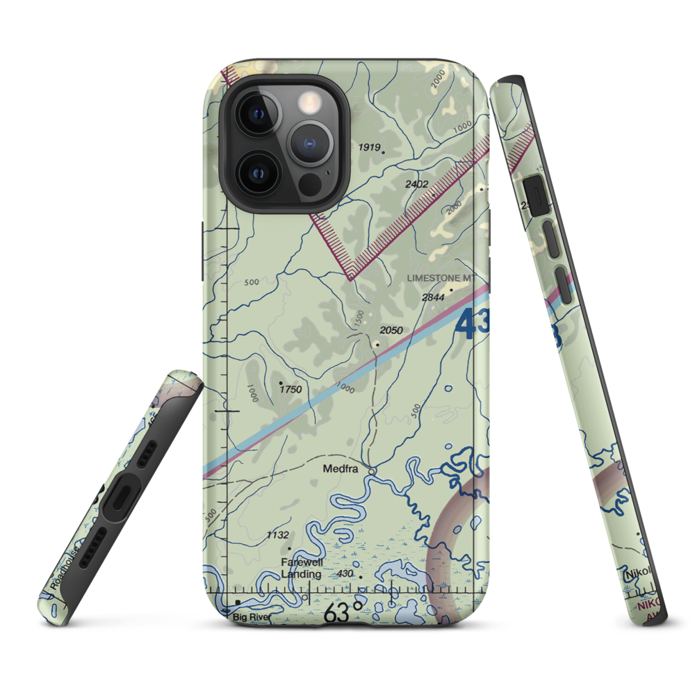 Nixon Fork Mine Airport (AK40) VFR Sectional  Tough iPhone Case iPhone 12 Pro Max model shown