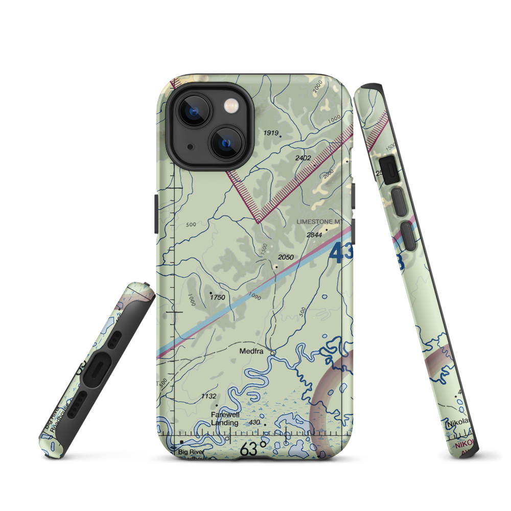 Nixon Fork Mine Airport (AK40) VFR Sectional  Tough iPhone Case iPhone 13 model shown