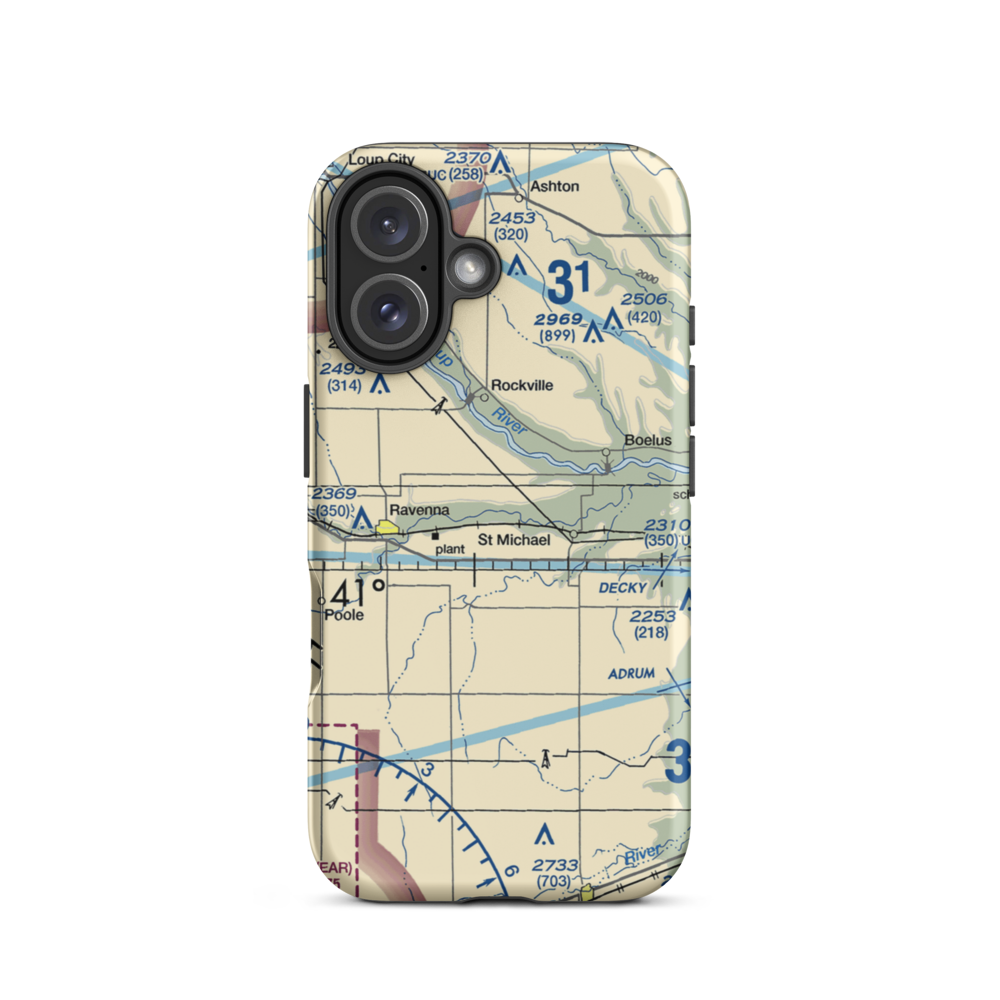 Noble Field (56NE) VFR Sectional  Tough iPhone Case iPhone 16 model shown