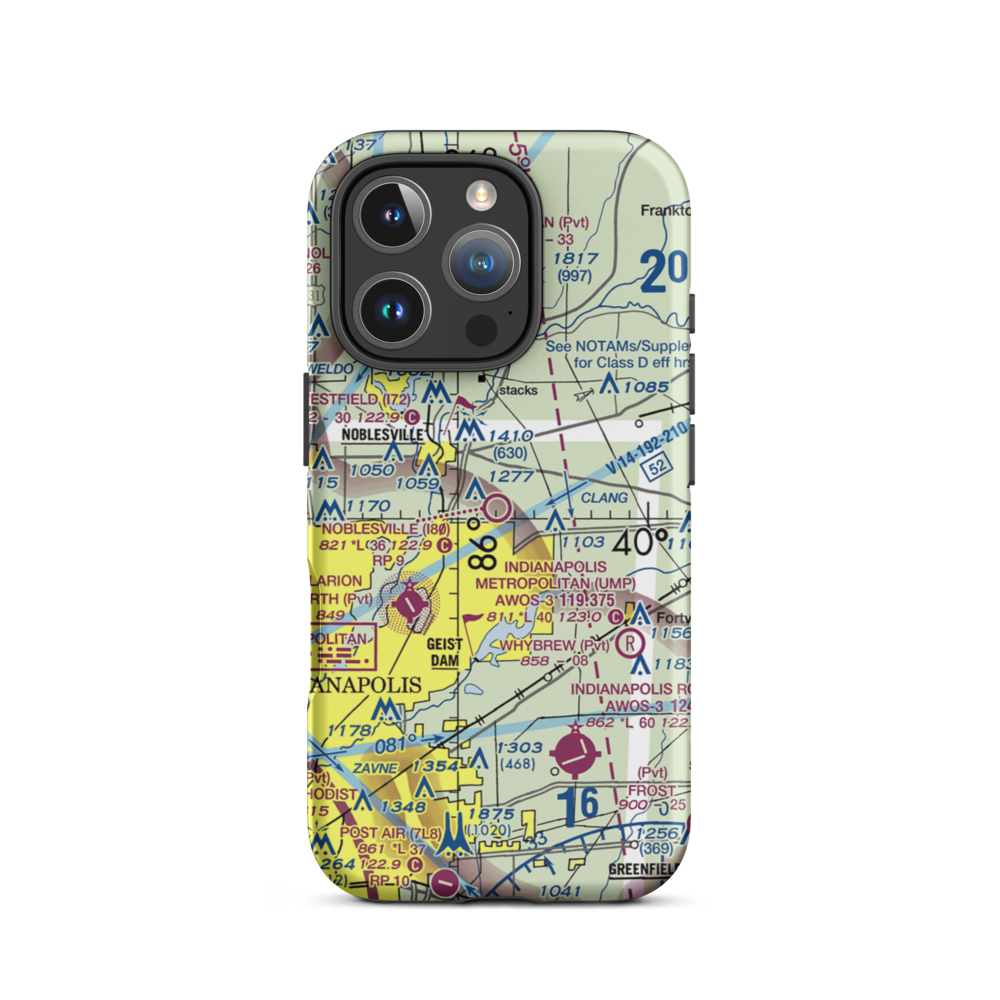 Noblesville Airport (I80) VFR Sectional  Tough iPhone Case iPhone 16 Pro model shown