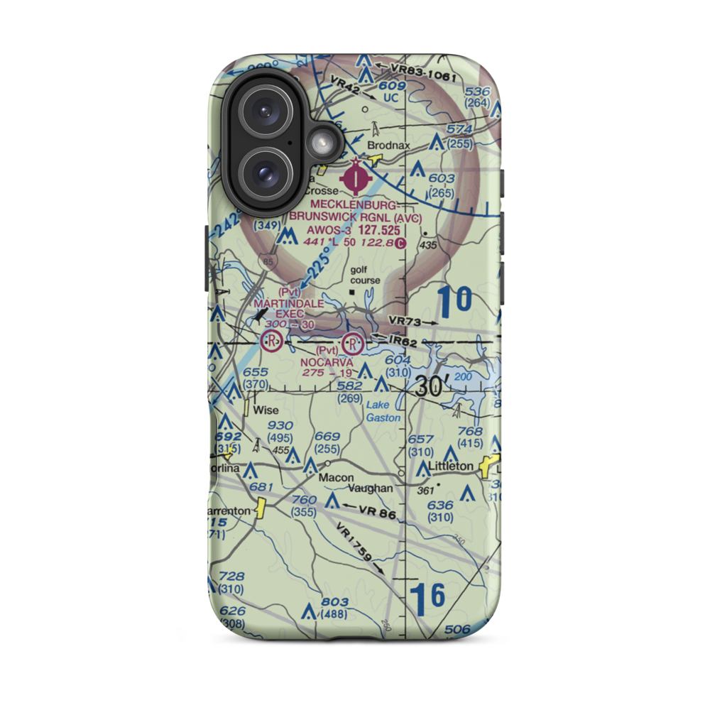Nocarva Airport (NC10) VFR Sectional  Tough iPhone Case iPhone 16 Plus model shown