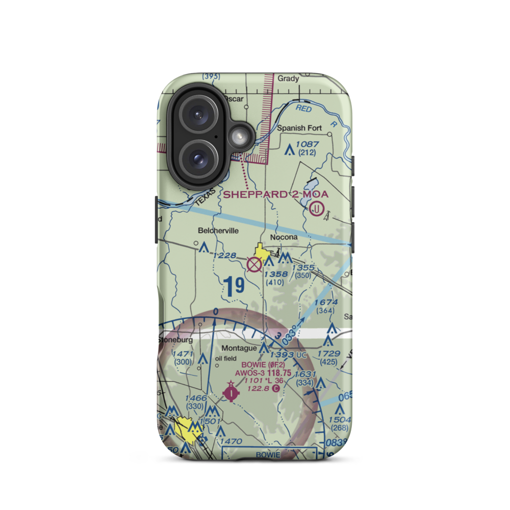 Nocona Airport (F48) VFR Sectional  Tough iPhone Case iPhone 16 model shown
