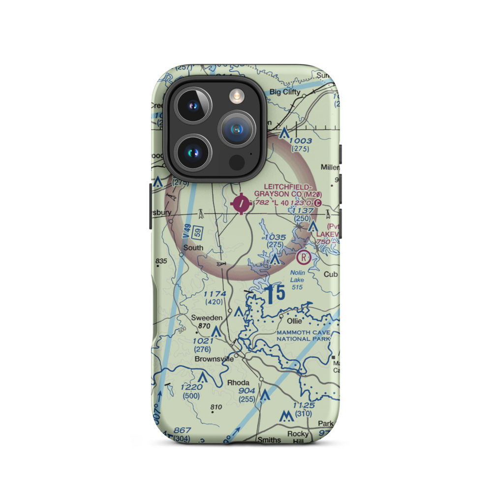 Nolin Aero Salvage Airport (5KY9) VFR Sectional  Tough iPhone Case iPhone 16 Pro model shown