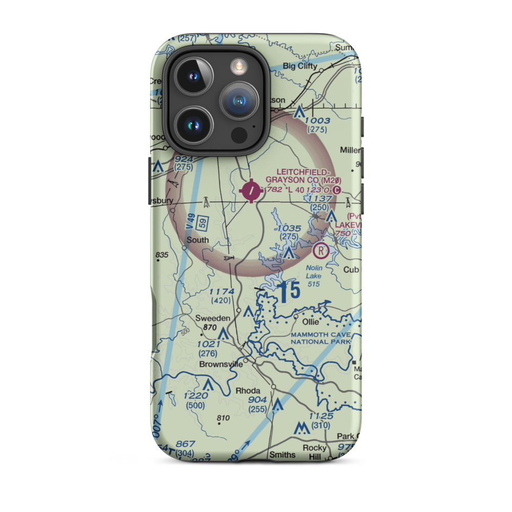 Nolin Aero Salvage Airport (5KY9) VFR Sectional  Tough iPhone Case iPhone 16 Pro Max model shown