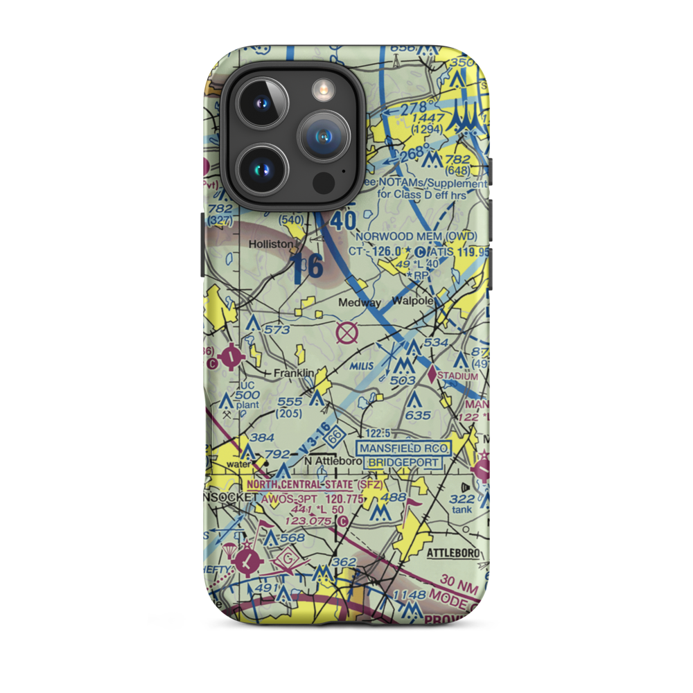 Norfolk airport (32M) VFR Sectional  Tough iPhone Case iPhone 16 Pro Max model shown