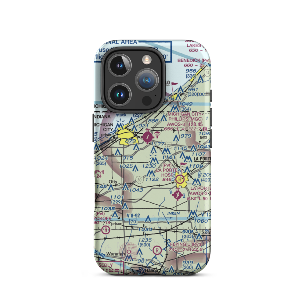 Norm's Airport (29II) VFR Sectional  Tough iPhone Case iPhone 16 Pro model shown