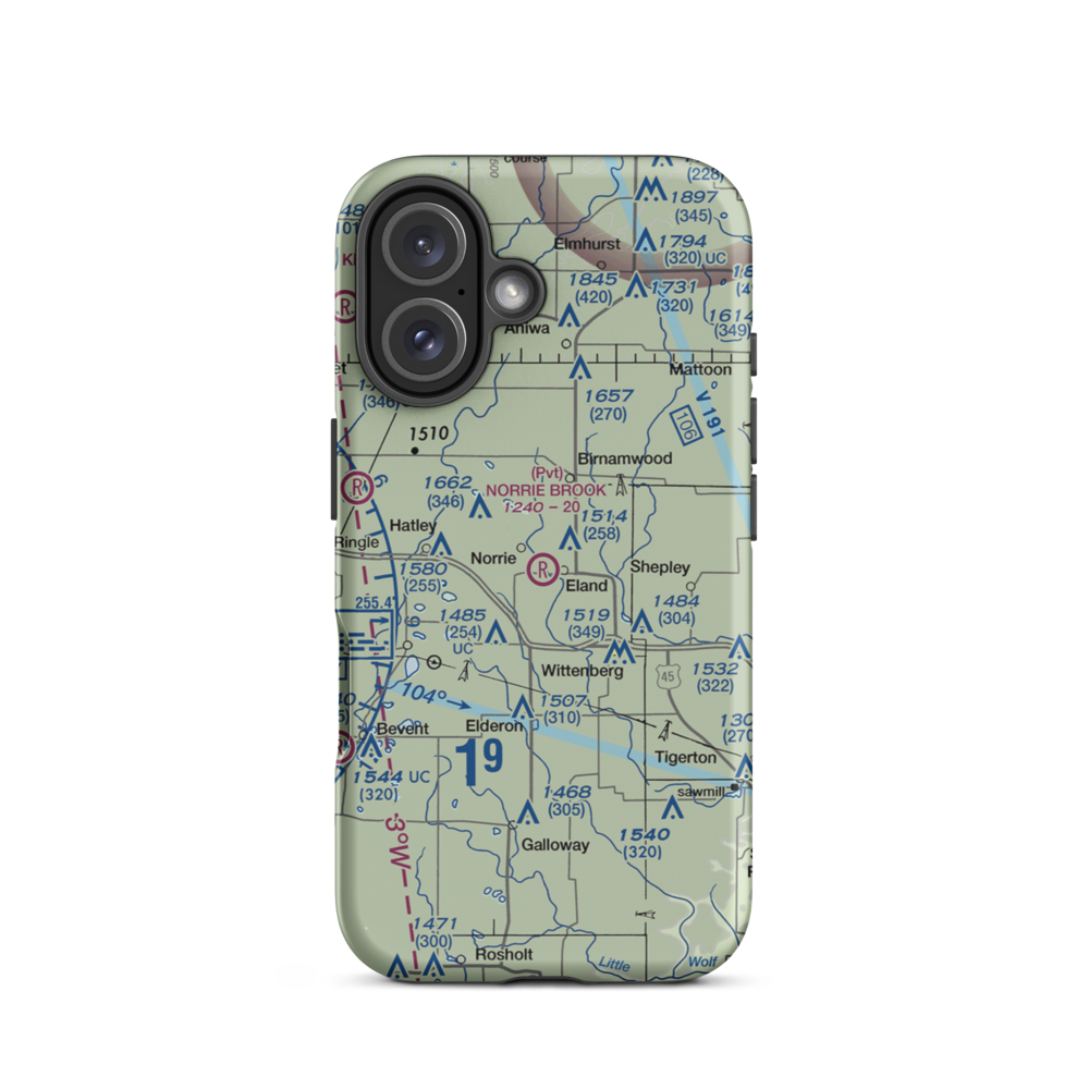 Norrie Brook Airport (WI00) VFR Sectional  Tough iPhone Case iPhone 16 model shown